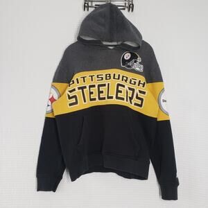 Pittsburgh Steelers Starter Hoodie Mens Medium Gray Gold Extreme Sweatshirt NFL